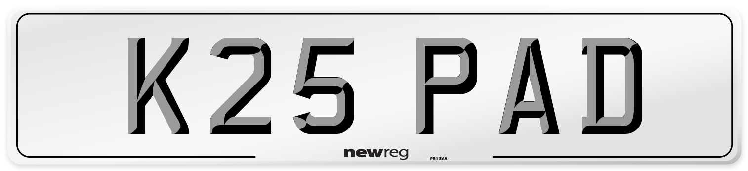 K25 PAD Number Plate from New Reg